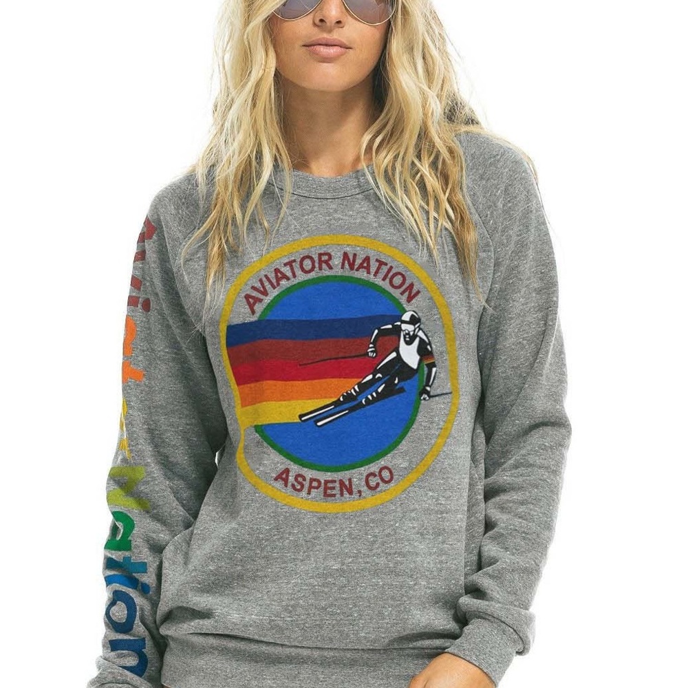 (Says Vail not Aspen) Heather Grey Aviator Nation Vail, Colorado Crewneck